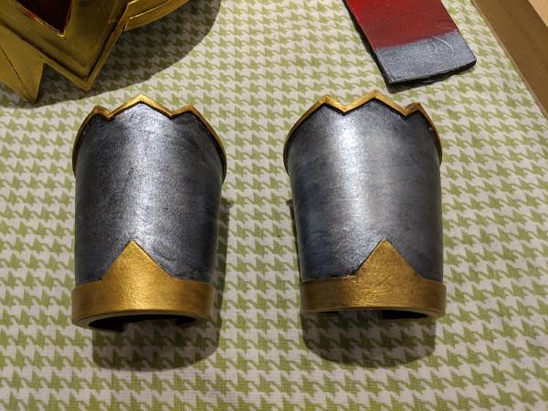 the bracers again, this time comparing one coat of silver on the left vs two on the right